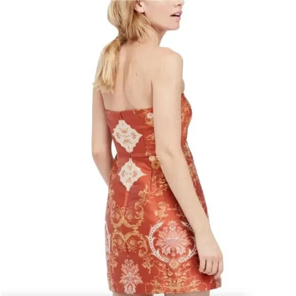 Free People Strapless Damask Mini Dress - Picture 2 of 16